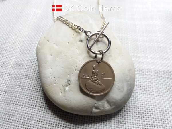 Coin necklace with The Little Mermaid on a vintage token coin from Copenhagen Denmark as pendant