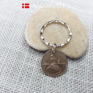 Mermaid token coin keychain. The Danish Little Mermaid on a vintage token coin from Copenhagen