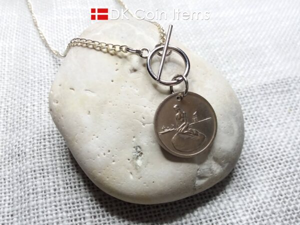 Coin necklace with The Little Mermaid on a vintage token coin from Copenhagen Denmark as pendant