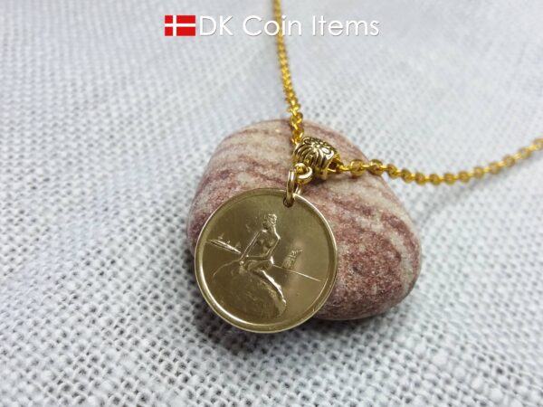 Danish Little Mermaid necklace with The Little Mermaid sculpture on a vintage Copenhagen token coin