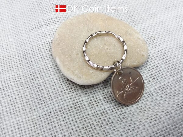 Mermaid token coin keychain. The Danish Little Mermaid on a vintage token coin from Copenhagen