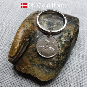 Denmark vintage token coin keychain with The Little Mermaid statue in Copenhagen - Danish fairy tale souvenir