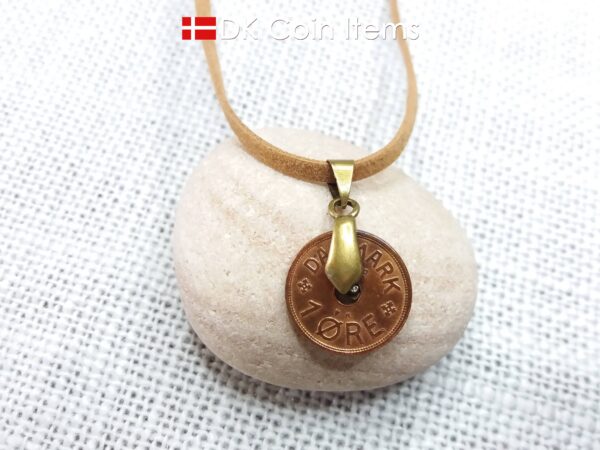 Denmark 1938 initial C coin pendant necklace with 86 year old Danish copper 1 ore coin