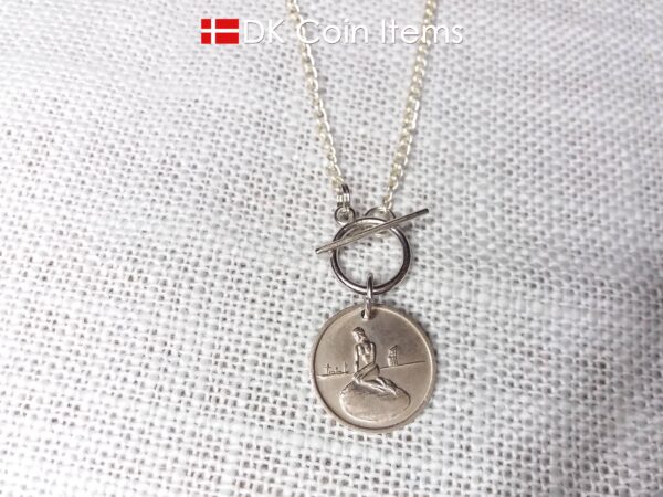 Coin necklace with The Little Mermaid on a vintage token coin from Copenhagen Denmark as pendant