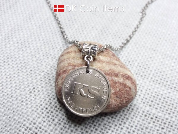 Coin necklace with The Danish Little Mermaid on a vintage token coin from Copenhagen