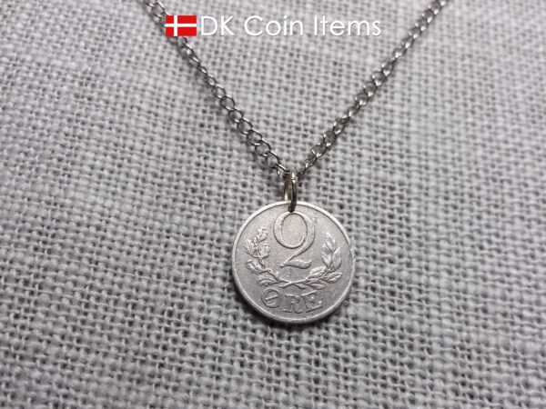 Denmark 1941 coin necklace. 83 year old Crown C initial 2 ore coin pendant. 83rd birthday gift. Antique Danish vintage souvenir gift.