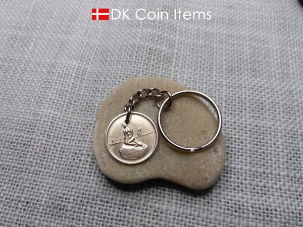 Denmark Little Mermaid coin keychain - Copenhagen vintage token 1966-1967 - Danish fairy tale souvenir