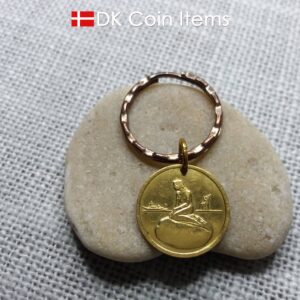 Denmark The Little Mermaid coin keychain - Copenhagen vintage token 1966-1967 - Danish fairy tale souvenir