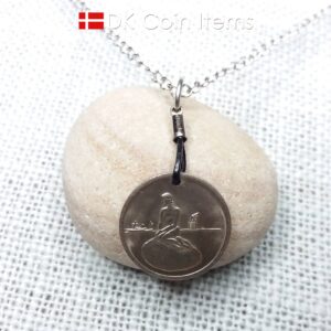 Denmark Little Mermaid necklace - Copenhagen vintage token coin 1966-1967 - The Little Mermaid sculpture - a Danish fairy tale souvenir