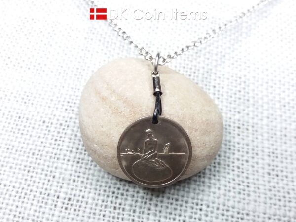 Denmark Little Mermaid necklace - Copenhagen vintage token coin 1966-1967 - The Little Mermaid sculpture - a Danish fairy tale souvenir