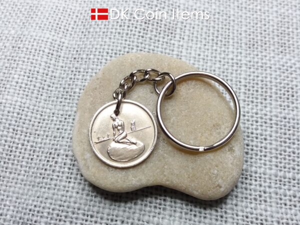 Denmark Little Mermaid coin keychain - Copenhagen vintage token 1966-1967 - Danish fairy tale souvenir