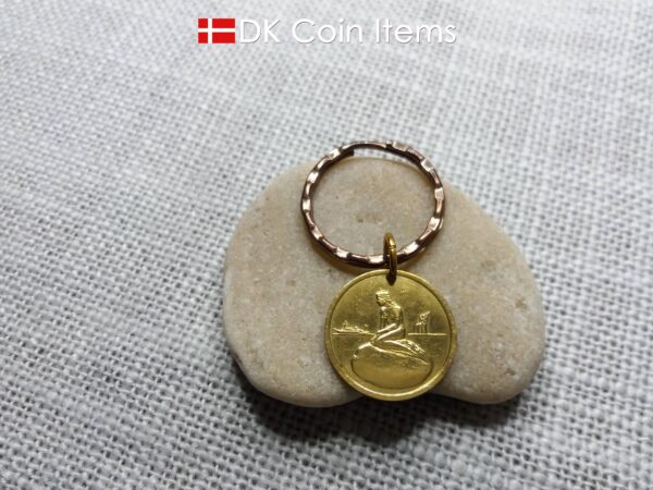 Denmark The Little Mermaid coin keychain - Copenhagen vintage token 1966-1967 - Danish fairy tale souvenir