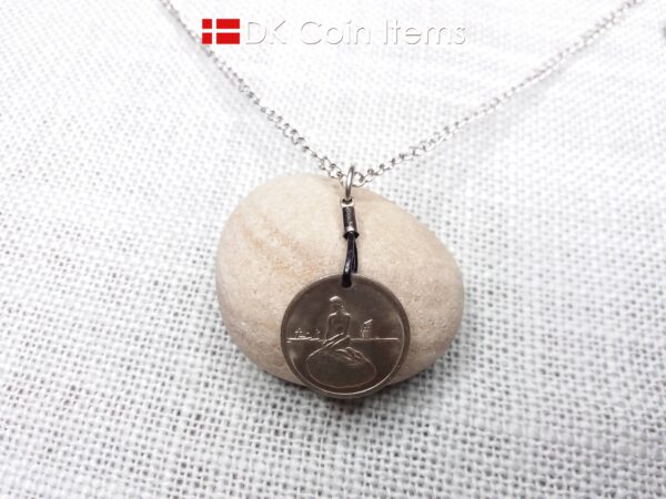 Denmark Little Mermaid necklace - Copenhagen vintage token coin 1966-1967 - The Little Mermaid sculpture - a Danish fairy tale souvenir