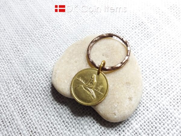 Denmark The Little Mermaid coin keychain - Copenhagen vintage token 1966-1967 - Danish fairy tale souvenir