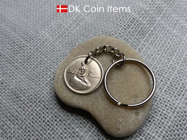 Denmark Little Mermaid coin keychain - Copenhagen vintage token 1966-1967 - Danish fairy tale souvenir