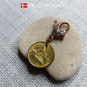 Denmark mermaid vintage token coin charm with The Little Mermaid statue/sculpture in Copenhagen - Danish fairy tale souvenir