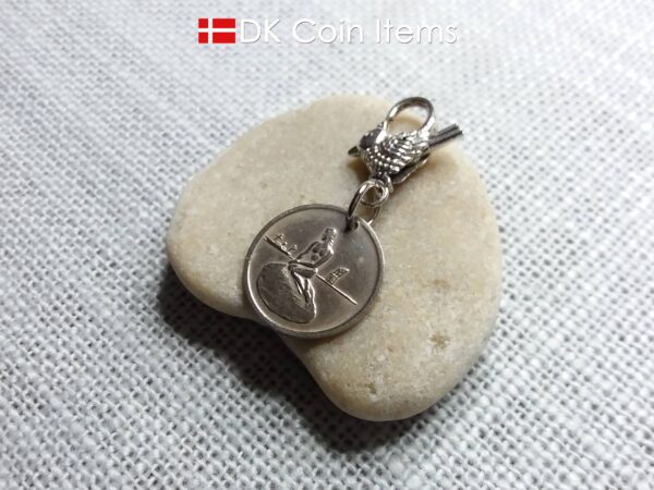 Denmark Little Mermaid charm with a Copenhagen vintage 1966-1967 token coin showing The Danish Little Mermaid statue/sculpture