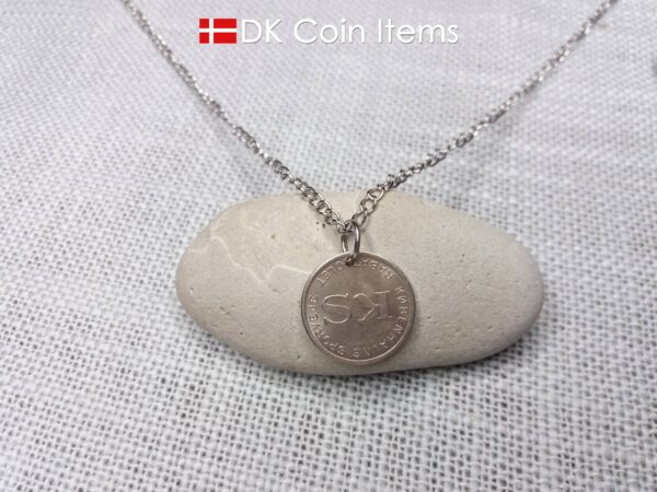 Denmark mermaid vintage token coin necklace with The Little Mermaid statue/sculpture in Copenhagen - Danish fairy tale souvenir