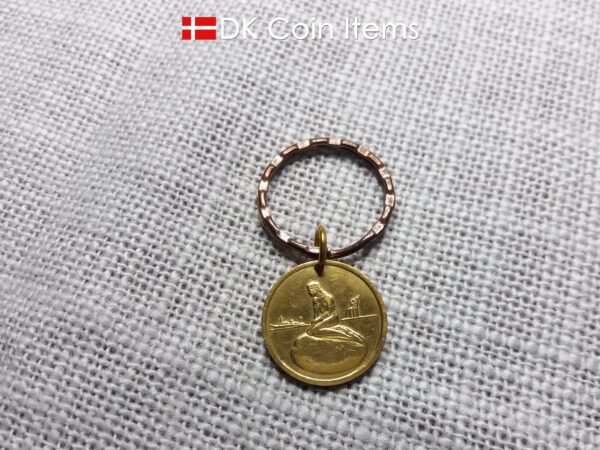 Denmark The Little Mermaid coin keychain - Copenhagen vintage token 1966-1967 - Danish fairy tale souvenir