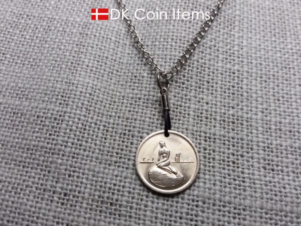 Denmark Little Mermaid necklace - Copenhagen vintage token coin 1966-1967 - The Little Mermaid sculpture - a Danish fairy tale souvenir