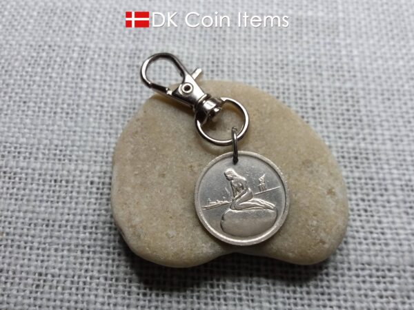 Denmark Little Mermaid charm - Copenhagen vintage 1960s fare coin token - The Little Mermaid statue - Danish fairy tale souvenir