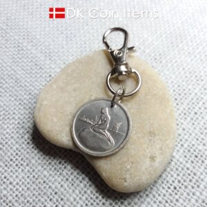 Denmark Little Mermaid charm - Copenhagen vintage 1960s fare coin token - The Little Mermaid statue - Danish fairy tale souvenir