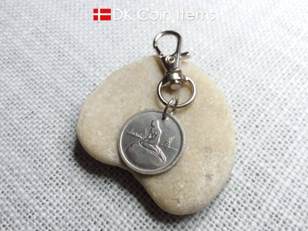 Denmark Little Mermaid charm - Copenhagen vintage 1960s fare coin token - The Little Mermaid statue - Danish fairy tale souvenir