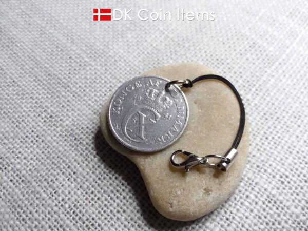 Denmark 1941 coin charm with 83 year old Crown C initial 5 ore as coin pendant. 83rd birthday gift. Antique Danish vintage souvenir gift