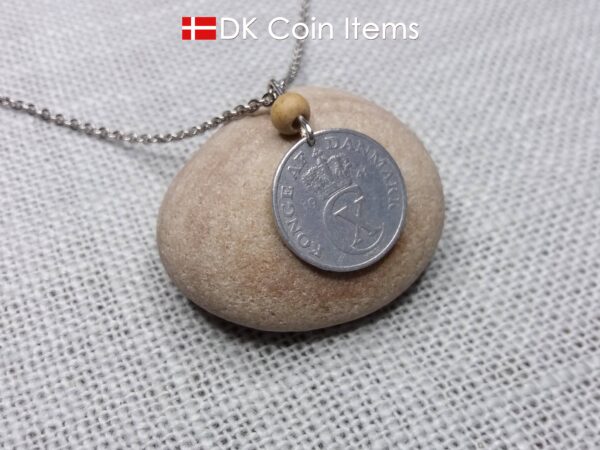 Crown C-initial 1941 coin necklace with 83 year old 2 ore from Denmark as coin pendant. 83rd birthday gift. Antique Danish vintage souvenir