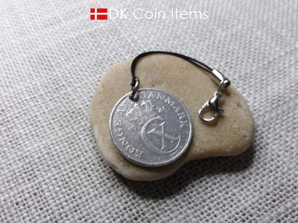 Denmark 1941 coin charm with 83 year old Crown C initial 5 ore as coin pendant. 83rd birthday gift. Antique Danish vintage souvenir gift