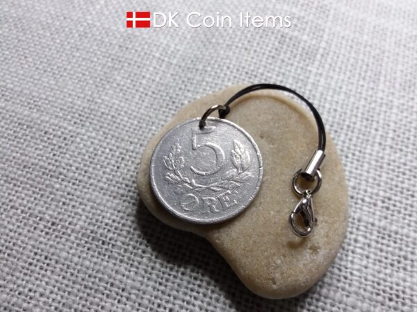 Denmark 1941 coin charm with 83 year old Crown C initial 5 ore as coin pendant. 83rd birthday gift. Antique Danish vintage souvenir gift