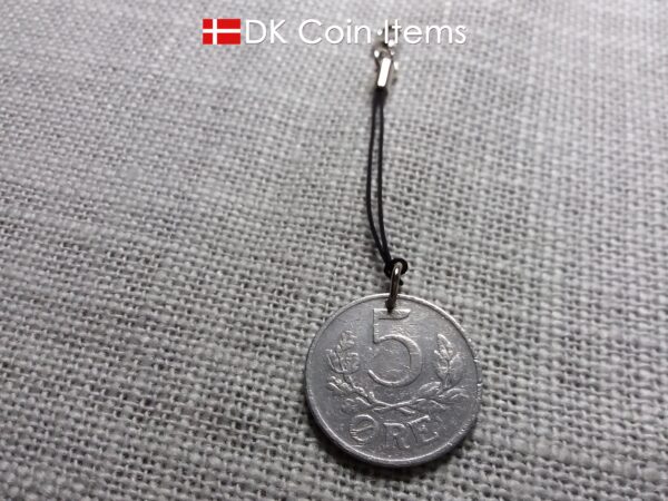 Denmark 1941 coin charm with 83 year old Crown C initial 5 ore as coin pendant. 83rd birthday gift. Antique Danish vintage souvenir gift