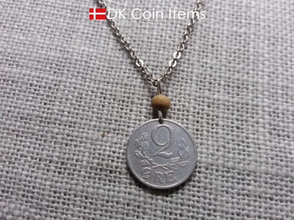 Crown C-initial 1941 coin necklace with 83 year old 2 ore from Denmark as coin pendant. 83rd birthday gift. Antique Danish vintage souvenir