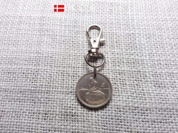 Denmark Little Mermaid charm - Copenhagen vintage 1960s fare coin token - The Little Mermaid statue - Danish fairy tale souvenir