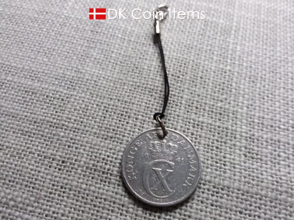 Denmark 1941 coin charm with 83 year old Crown C initial 5 ore as coin pendant. 83rd birthday gift. Antique Danish vintage souvenir gift