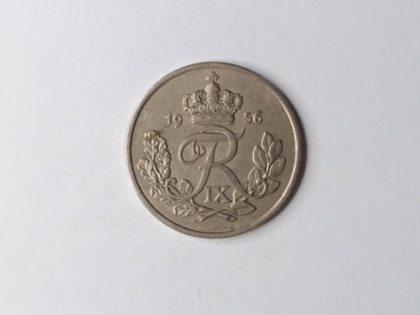 Danish 1956 vintage 25 øre coin - King Frederik IX of Denmark coin