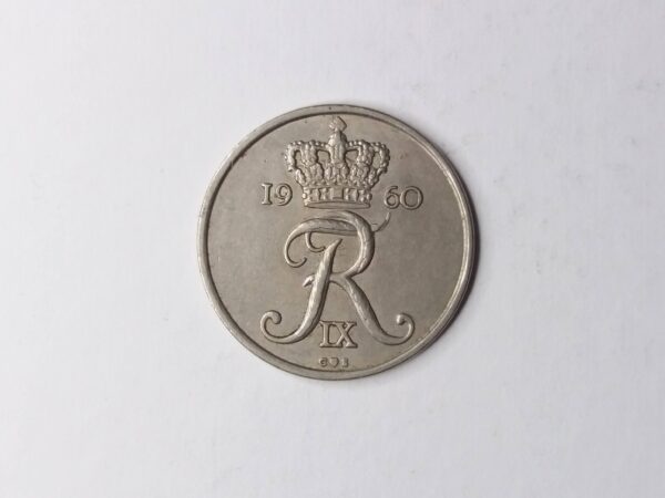 Danish 1960 vintage 25 øre coin - King Frederik IX of Denmark collection coin