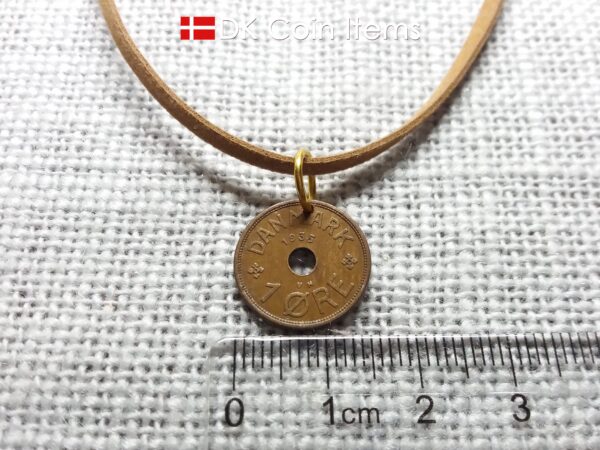 Denmark 1935 coin pendant. 89 years old C initial 1 ore coin.