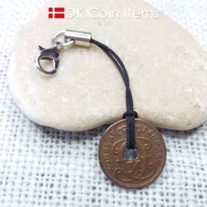 Danish 1927 coin charm. C-monogram 1 ore coin 97 years old.