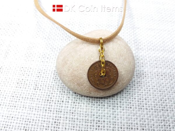 Danish 1930 coin necklace. C-monogram 1 ore coin 94 years old.