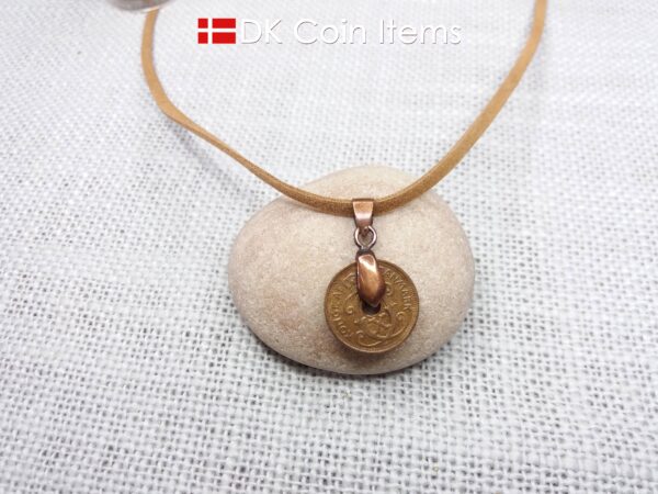 Denmark 1930 C-initial coin necklace - 94 year old vintage copper 1 ore coin pendant - Antique Danish souvenir gift - Cord/chain options