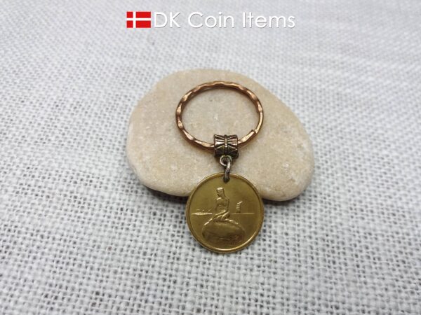 Denmark Mermaid keychain - The Little Mermaid sculpture on Copenhagen vintage token coin 1966-1967 - Danish fairy tale souvenir