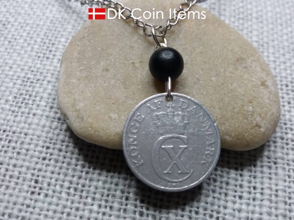 Denmark 1941 coin necklace - 83 year old crowned letter C initial 2 ore - 83rd birthday gift - Antique Danish souvenir - Cord/chain option