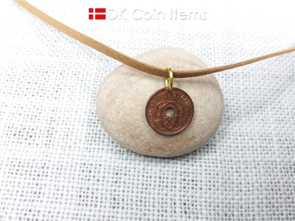 Denmark 1936 coin pendant necklace - Letter C initial on 88 year old 1 ore - 88th birthday gift - Danish souvenir - Cord/chain option