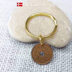 Danish 1932 coin keychain. C-initial 1 ore coin 92 years old.