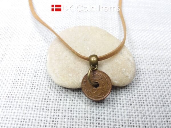 Danish 1930 coin necklace. 94 years old C-initial 1 ore coin.