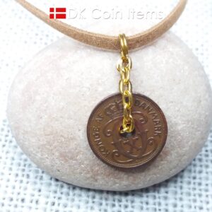 Danish 1930 coin necklace. C-monogram 1 ore coin 94 years old.