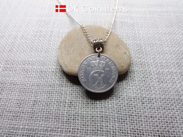 Denmark C-initial 1941 coin necklace. 83 year old vintage 5 ore as coin pendant. 83rd birthday gift. Danish souvenir. 5th anniversary gift