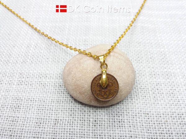 1930 C-initial coin necklace - 94 year old Denmark vintage copper 1 ore coin pendant - Antique Danish souvenir gift - Cord/chain options