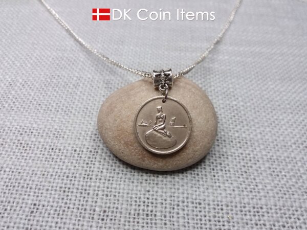 Denmark Little Mermaid coin necklace - Copenhagen vintage token 1966-1967 - Danish fairy tale souvenir - Chain/cord options